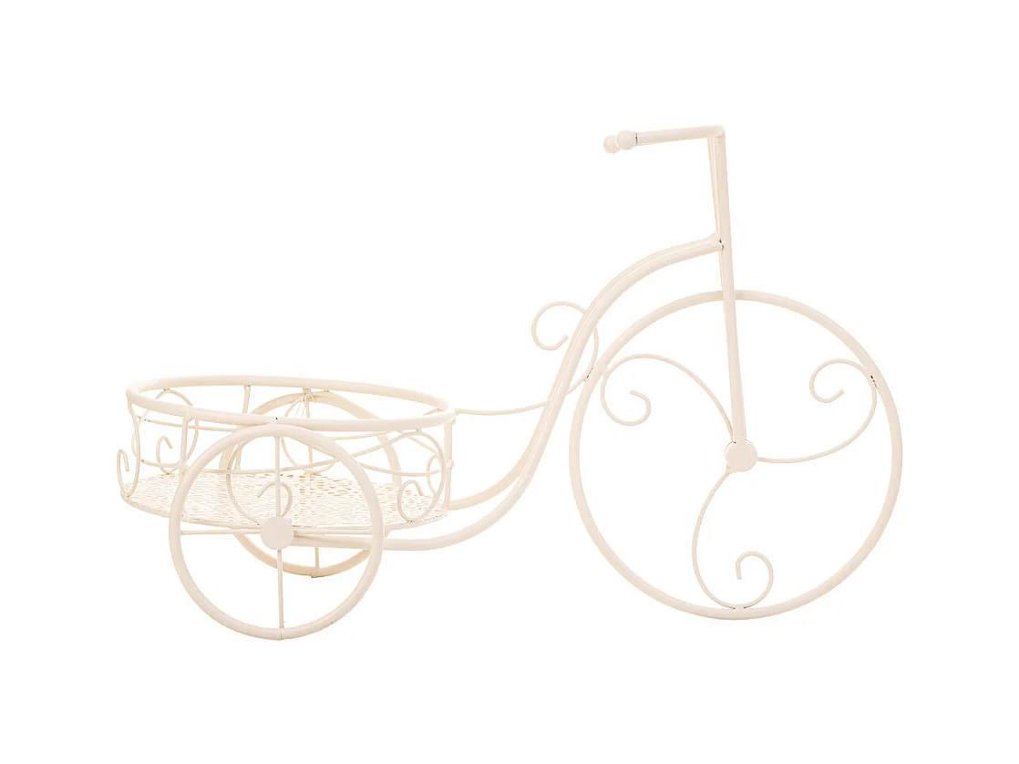 Vélo pour 1 pot de fleurs en fer forgé blanc 55x25x32h cm