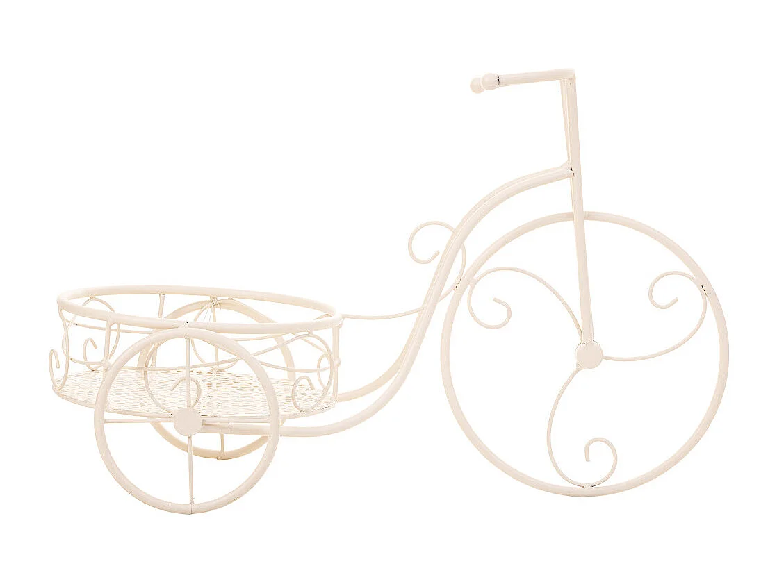 Bicicleta para 1 maceta de forja blanco 55x25x32h cm