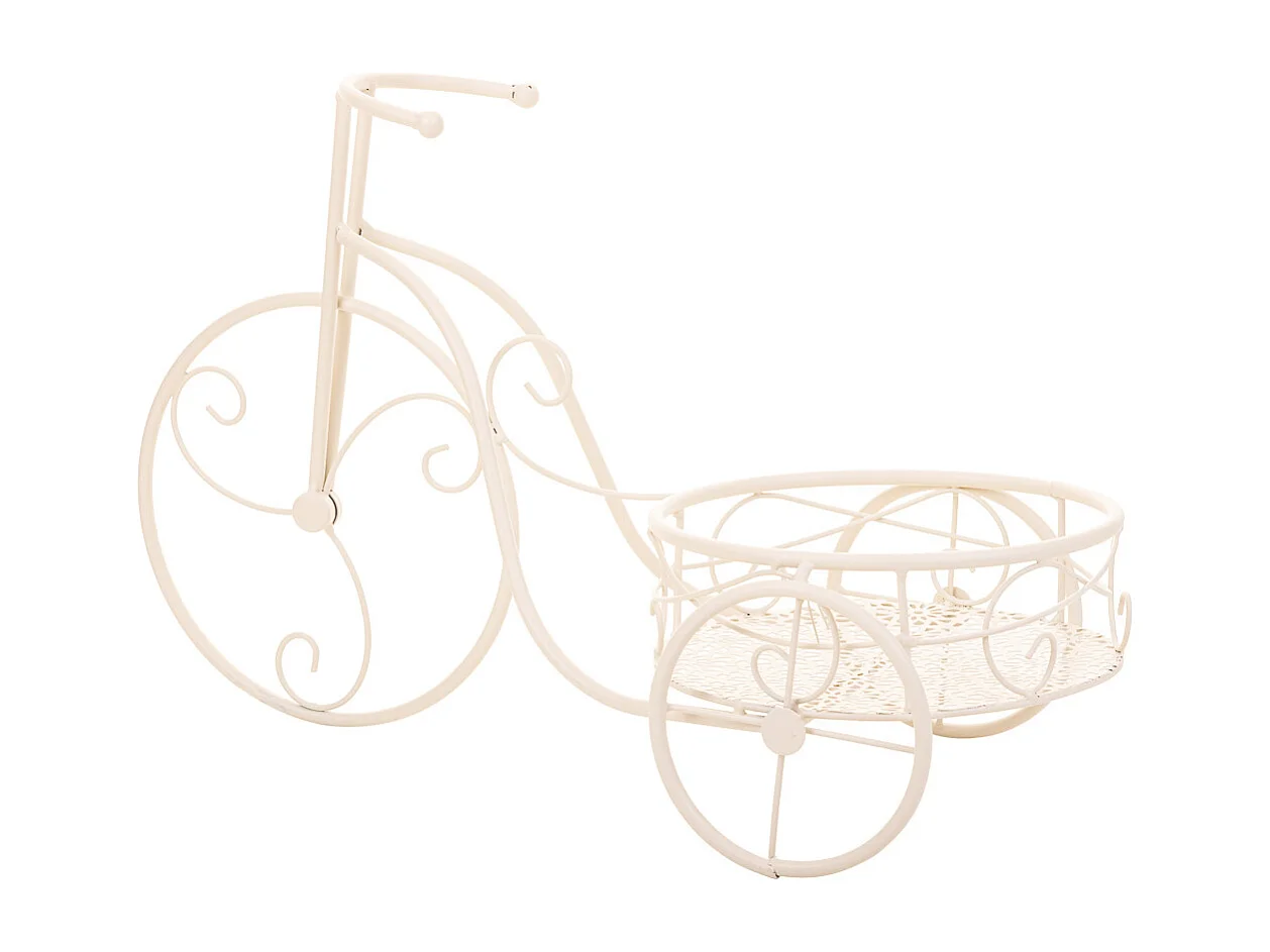 Fahrrad für 1 weißen Blumentopf aus Schmiedeeisen 55x25x32h cm