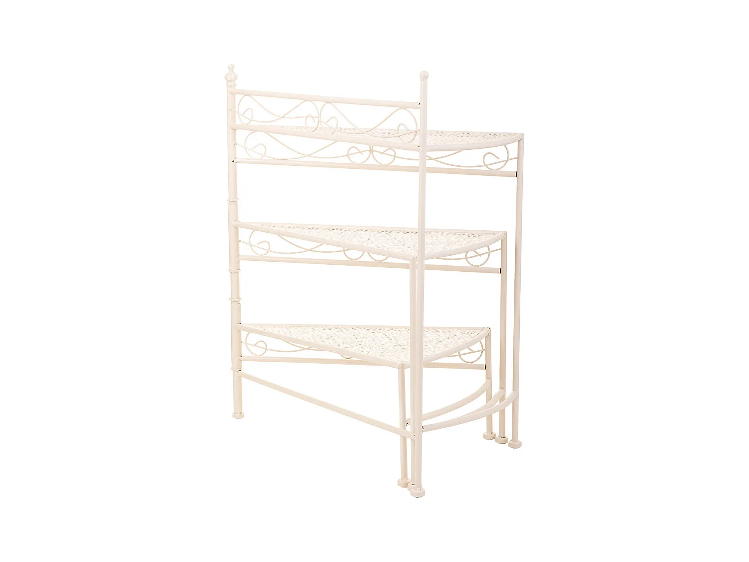 Support 3 étagères pour casseroles en fer forgé blanc 55x30x61
