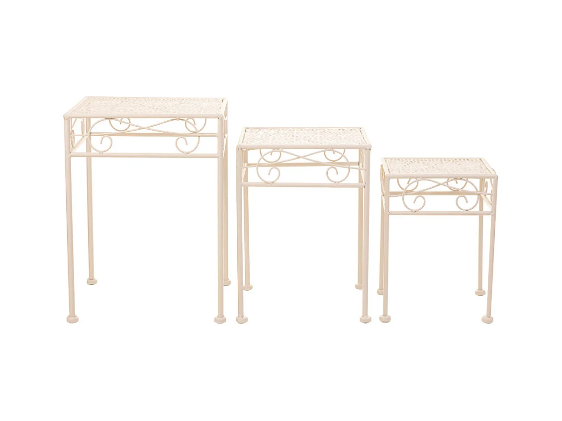Lot de 3 supports à casseroles en fer forgé blanc