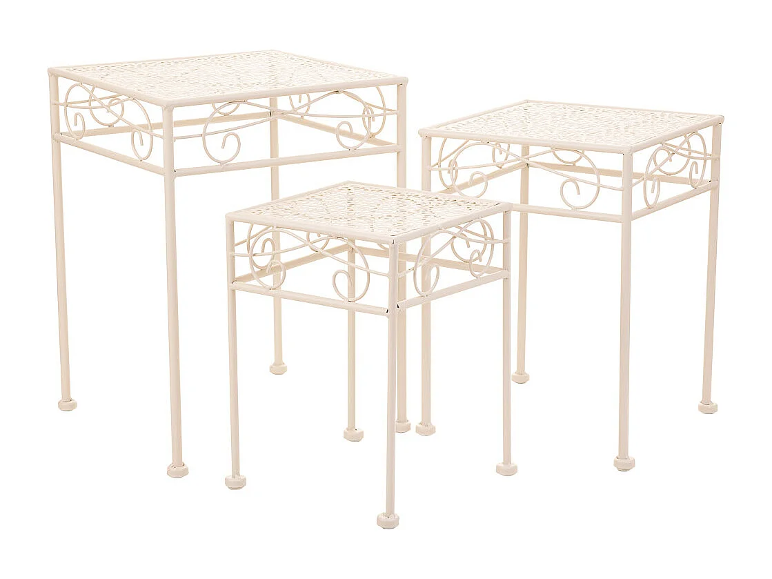 Soportes para macetas, forja, 3 pzas 28x28x28-23x23x33-18x18x28 Blanco