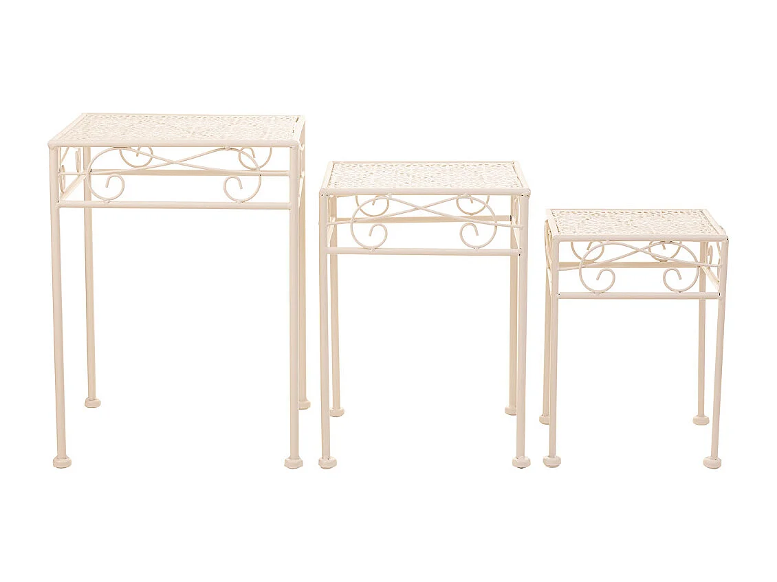 Set mit 3 weißen Topfträgern aus Schmiedeeisen