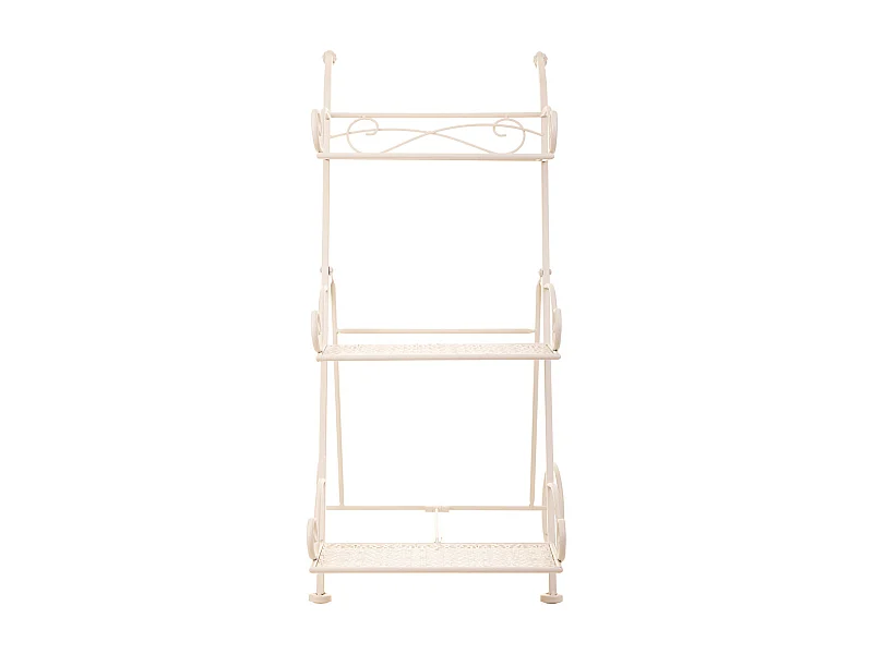 Chariot avec 3 étagères pour casseroles en fer forgé blanc 40x34x76