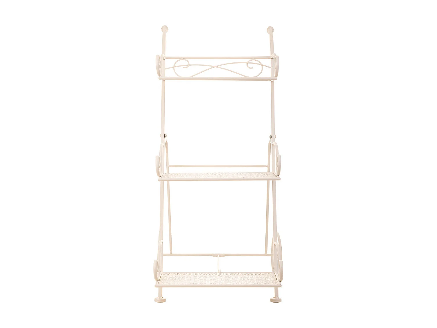 Carrinho para vasos de flores em ferro forjado branco 40x34x76h cm