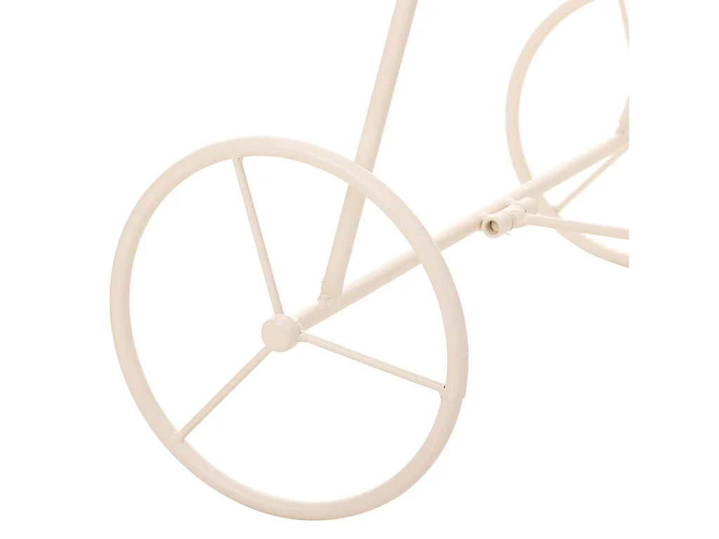 Carrinho para vasos de flores em ferro forjado branco 40x34x76h cm