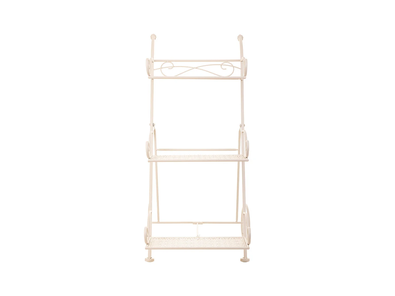 Carrito 3 baldas para macetas de forja blanco 40x34x76