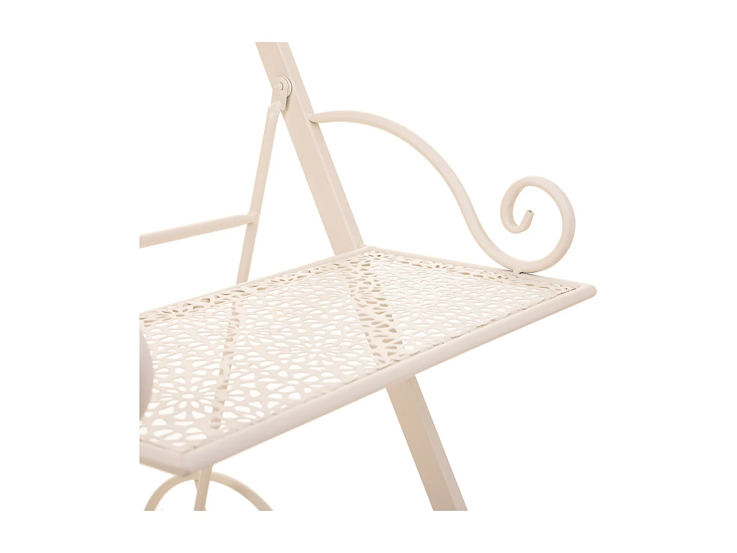 Carrito 3 baldas para macetas de forja blanco 40x34x76