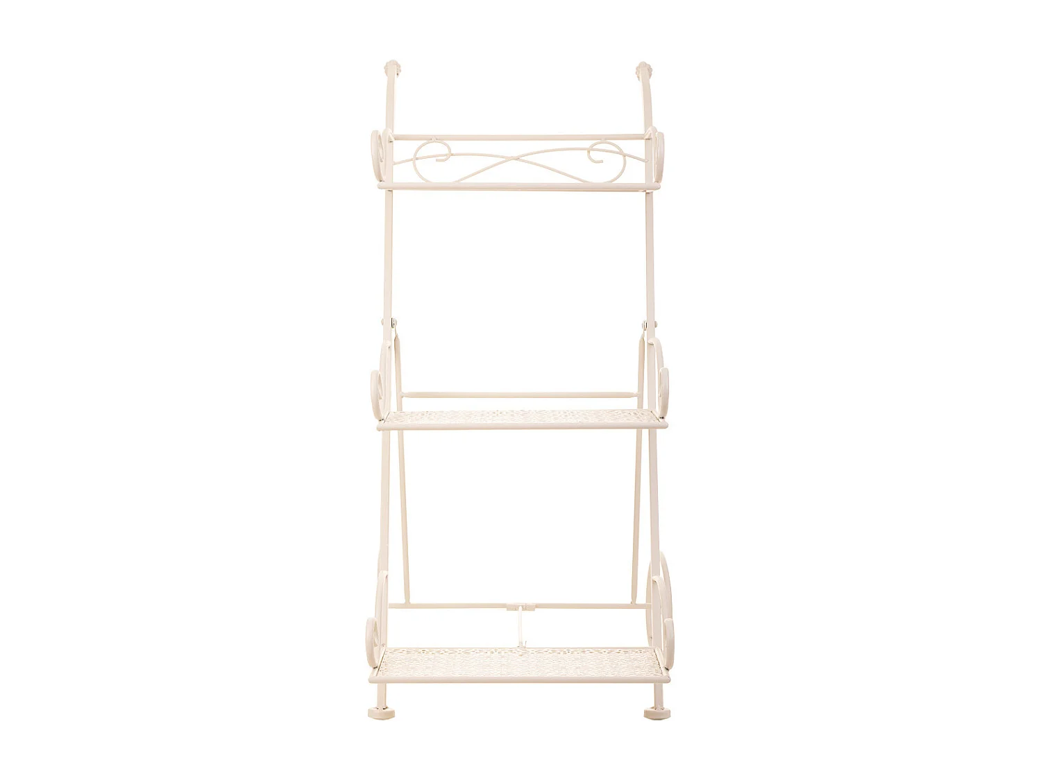 Wagen mit 3 Regalen für weiße Schmiedeeisentöpfe 40x34x76