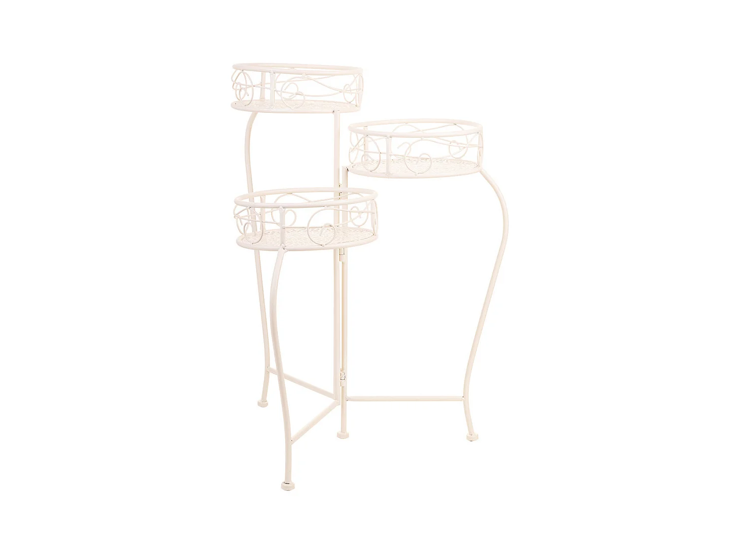 Support pour 3 pots en fer forgé blanc 29x33x65