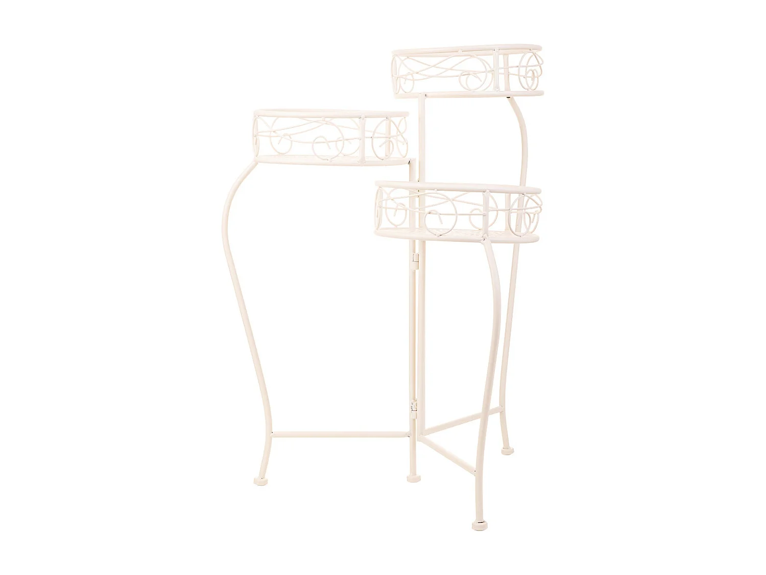 Soporte para 3 macetasa de forja blanco 29x33x65