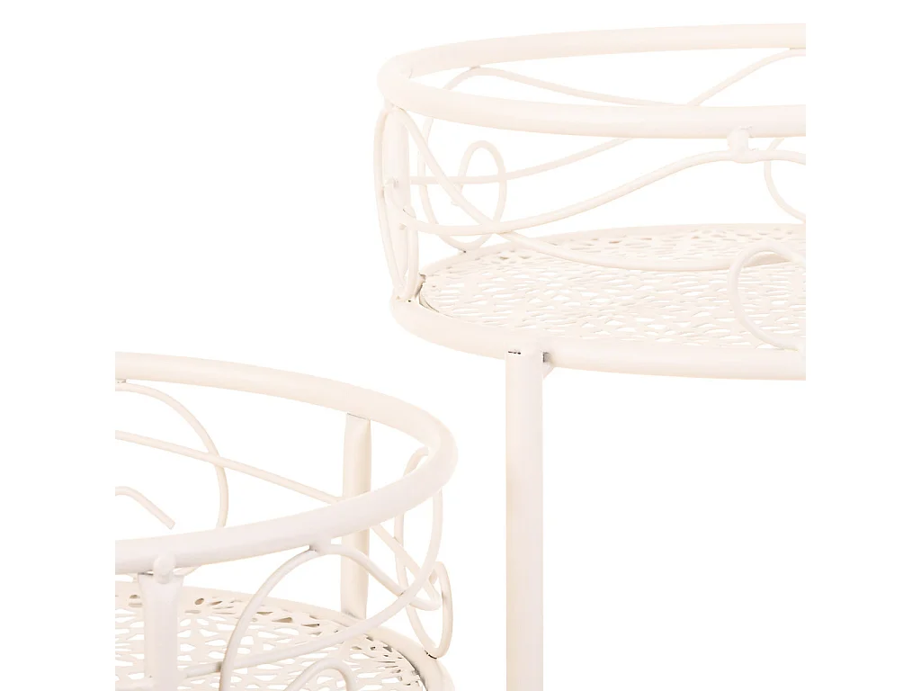 Soporte para 3 macetasa de forja blanco 29x33x65