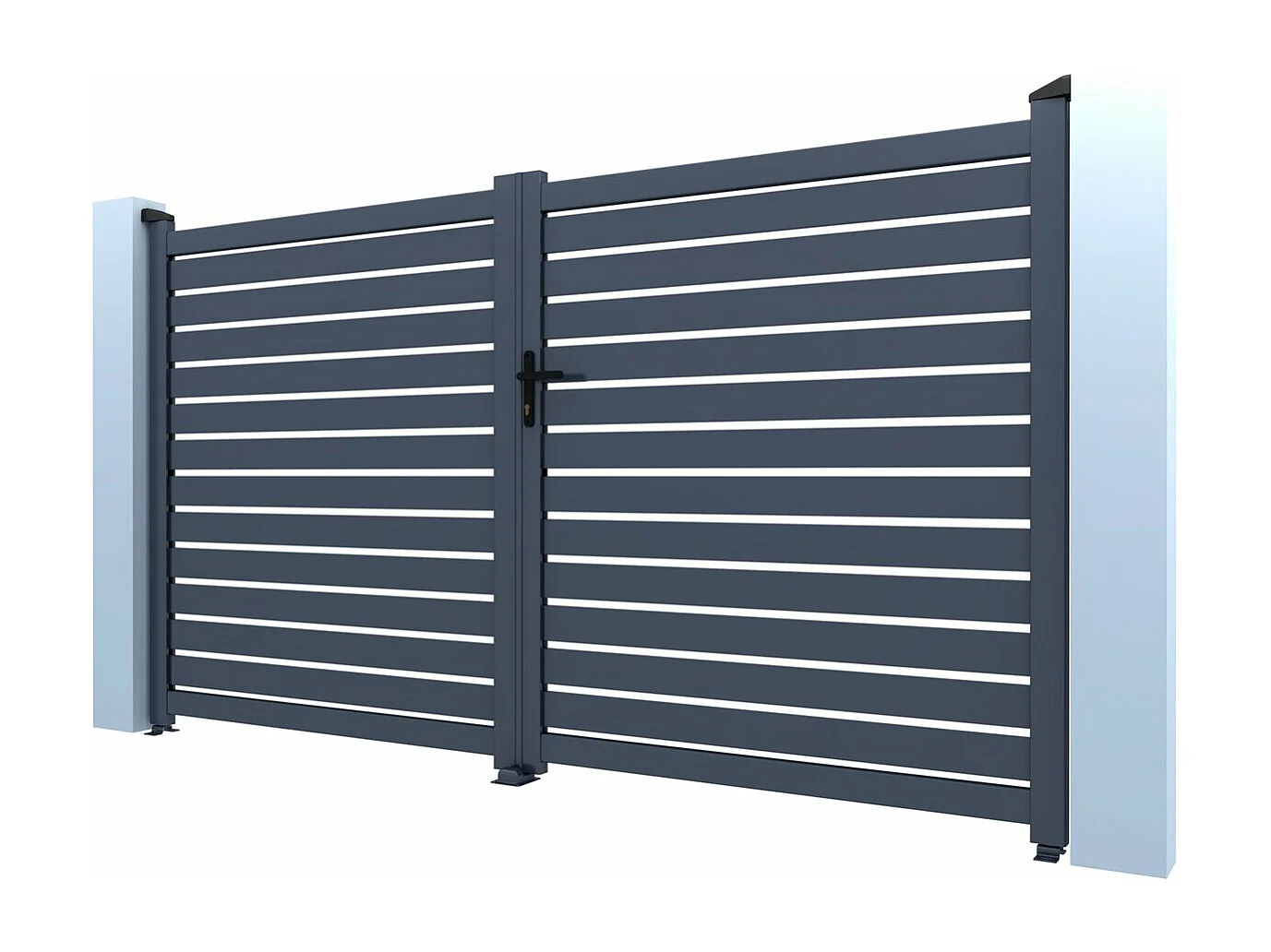 Portail aluminium semi ajouré "Julien" - 300 x 180 cm - Gris