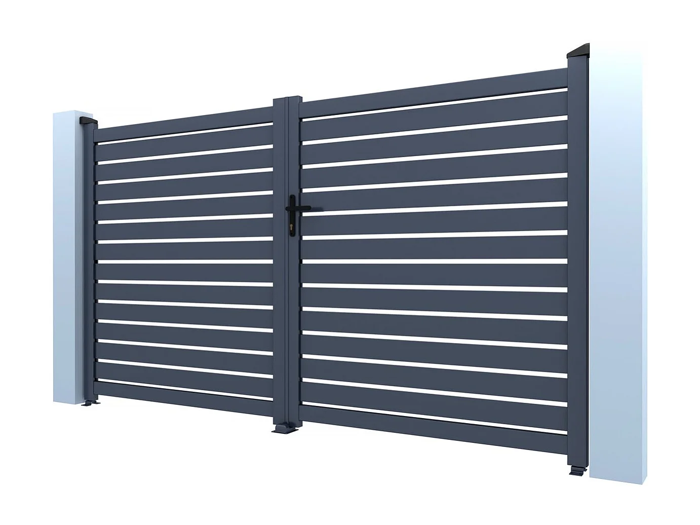 Portail aluminium semi ajouré "Julien" - 300 x 120 cm - Gris