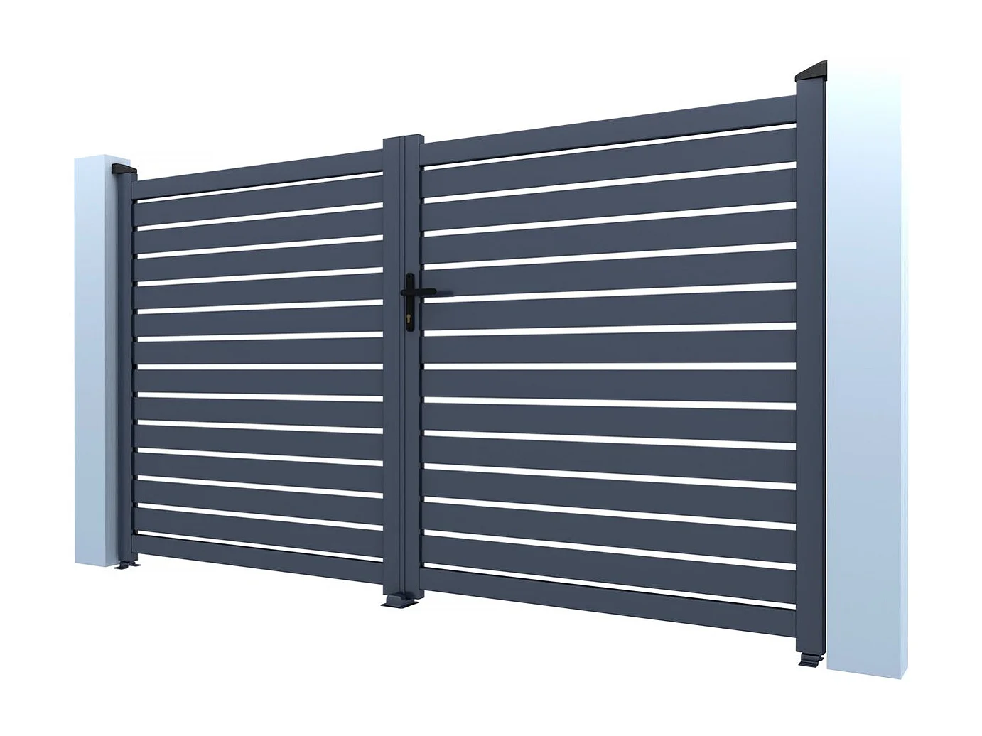 Portail aluminium semi ajouré "Julien" - 300 x 120 cm - Gris