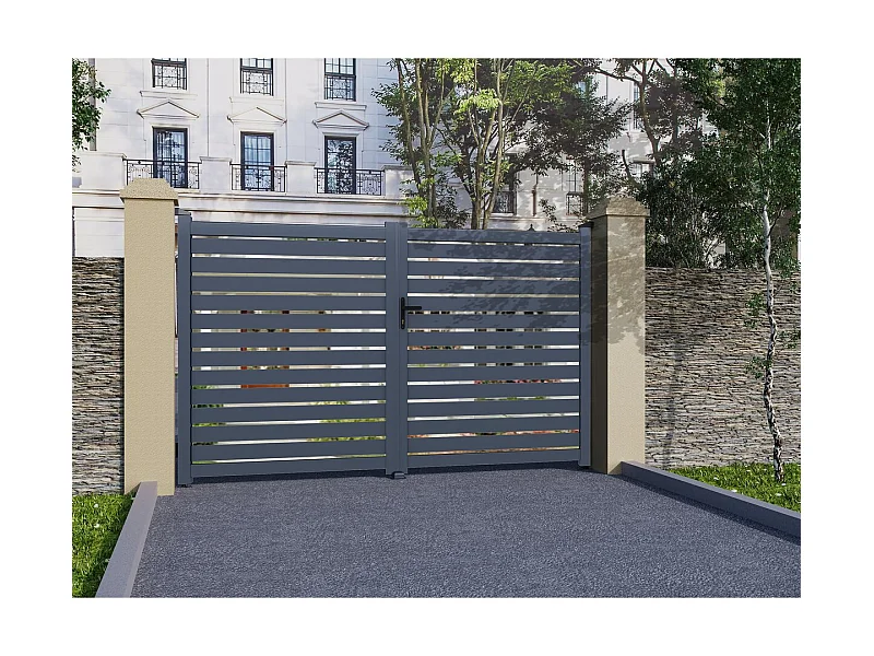 Cancello in alluminio semitrasparente "Julien" - 340 x 180 cm - Grigio