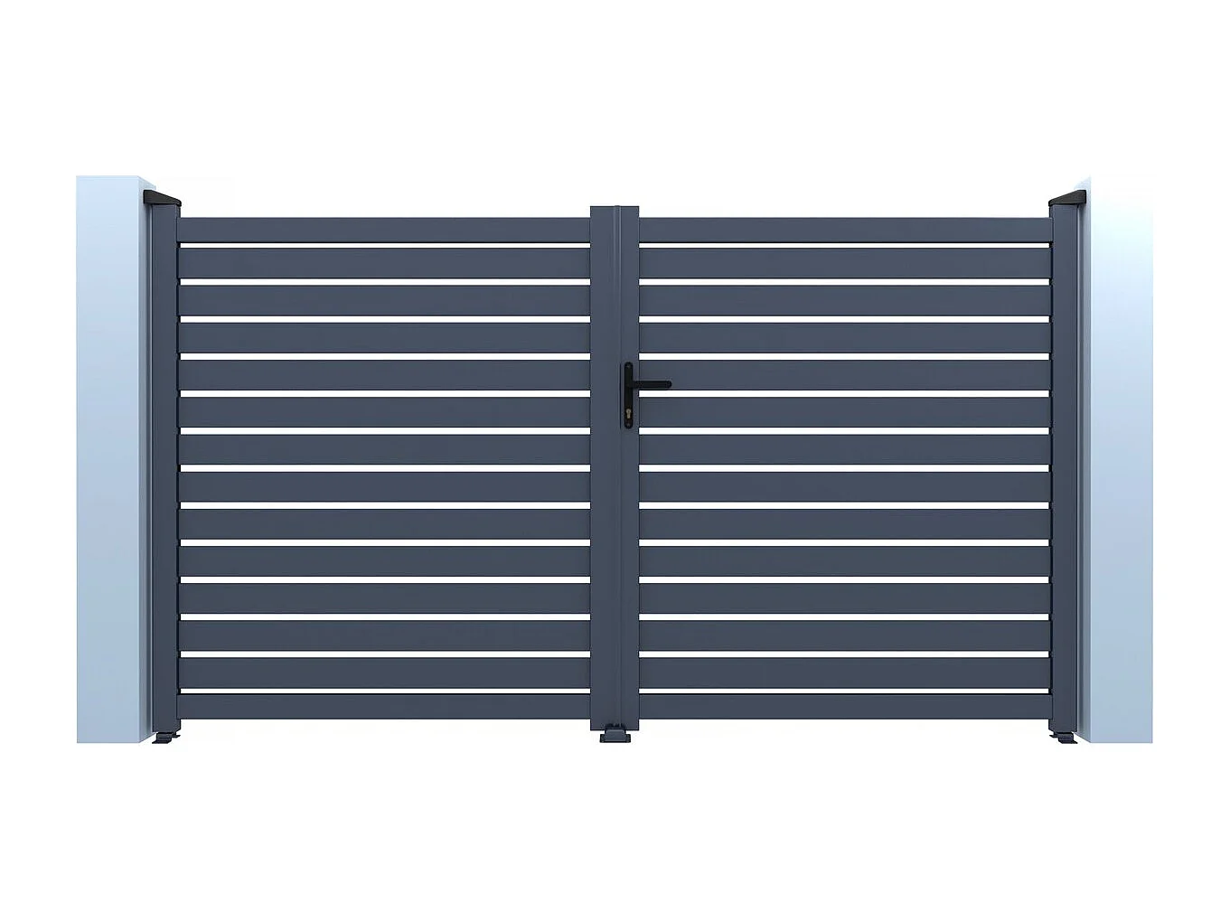 Portão de alumínio semi-aberto "Julien" - 340 x 180 cm - Cinzento