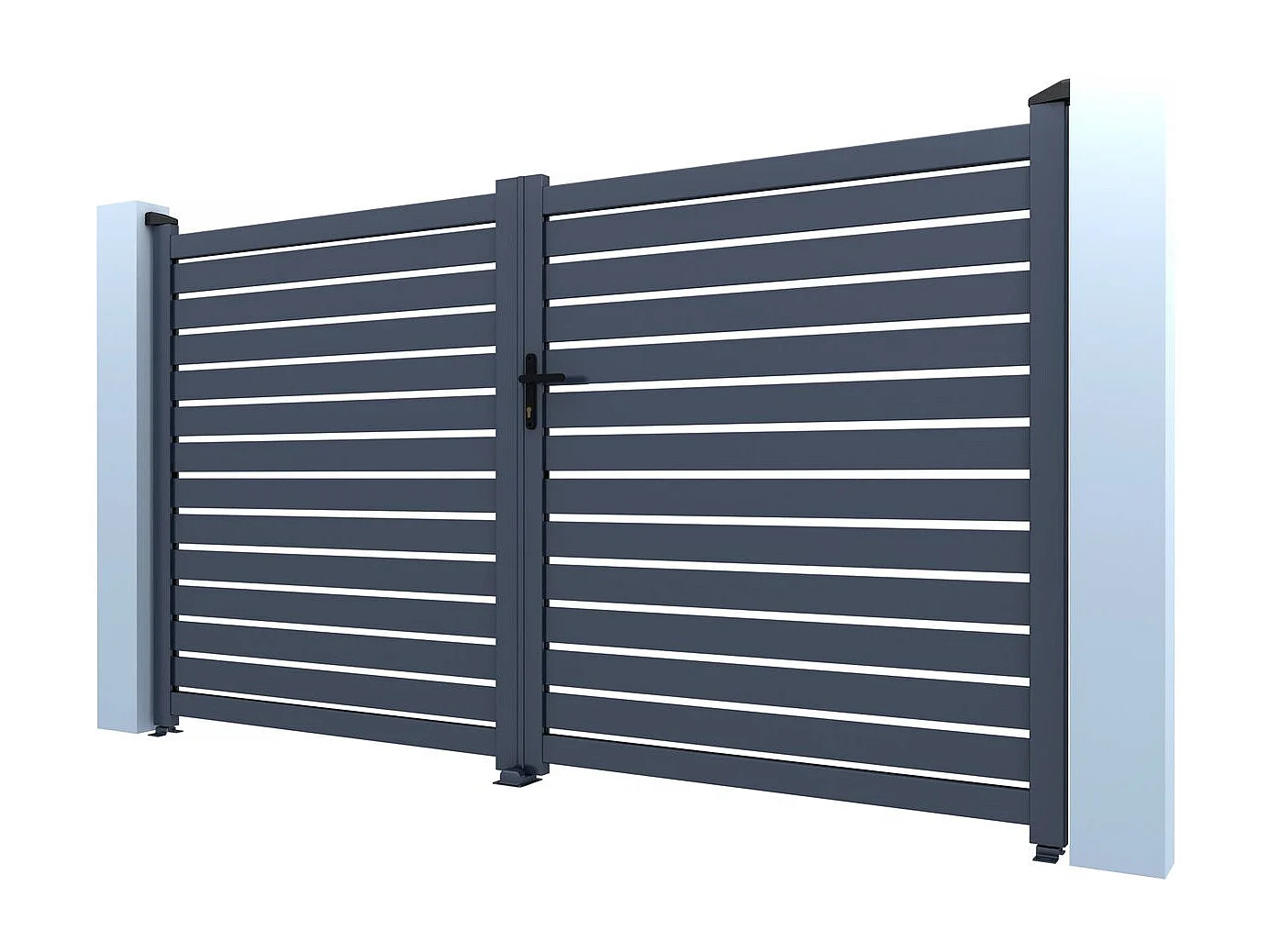 Portão de alumínio semi-aberto "Julien" - 340 x 180 cm - Cinzento