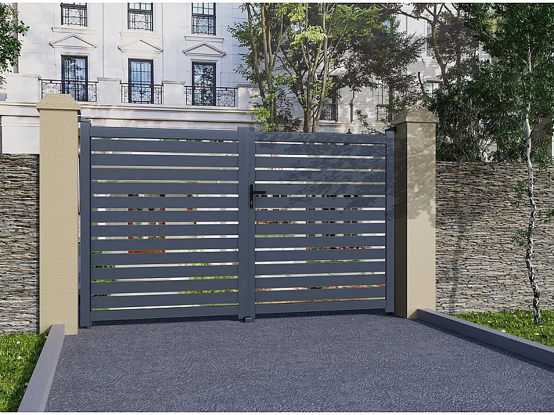 Durchbrochenes Aluminiumtor "Julien" - 300 x 140 cm - Grau