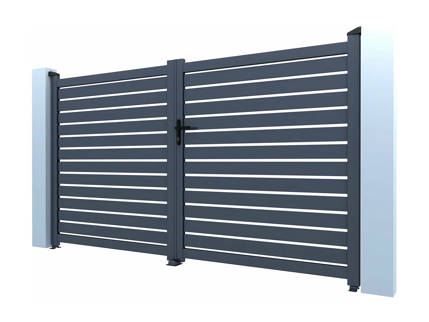 Portail aluminium semi ajouré "Julien" - 300 x 140 cm - Gris