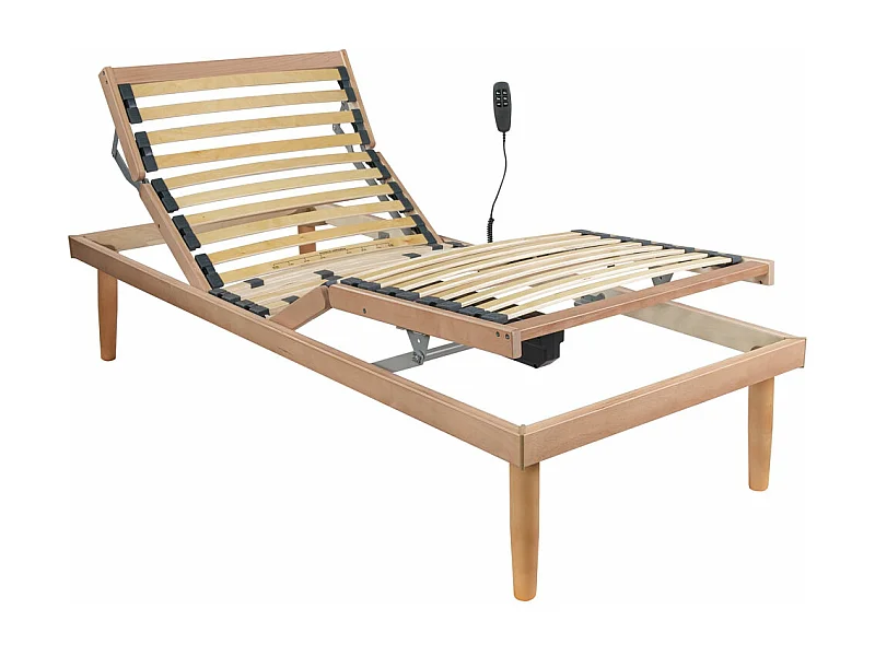 Rete ortopedica motorizzata 80x190 reclinabile elettrica in legno con telecomando per regolazione testa e piedi- Comprarredo