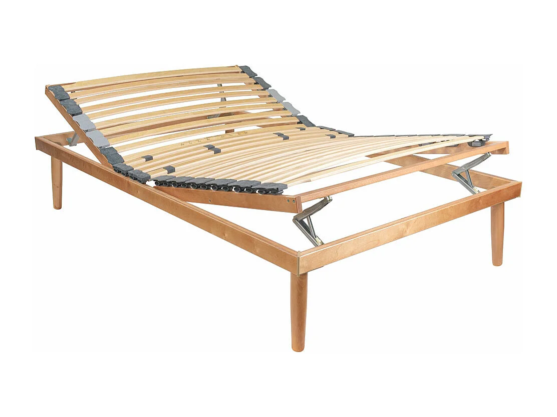 Rete ortopedica reclinabile in legno 120x190, per letto una piazza e mezza, con alzata manuale testa e piedi - Comprarredo