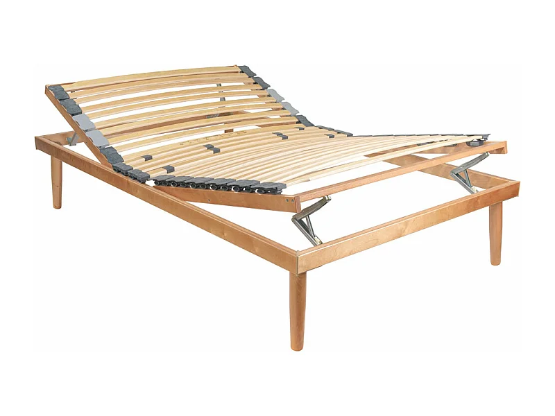 Rete ortopedica reclinabile in legno 120x190, per letto una piazza e mezza, con alzata manuale testa e piedi - Comprarredo