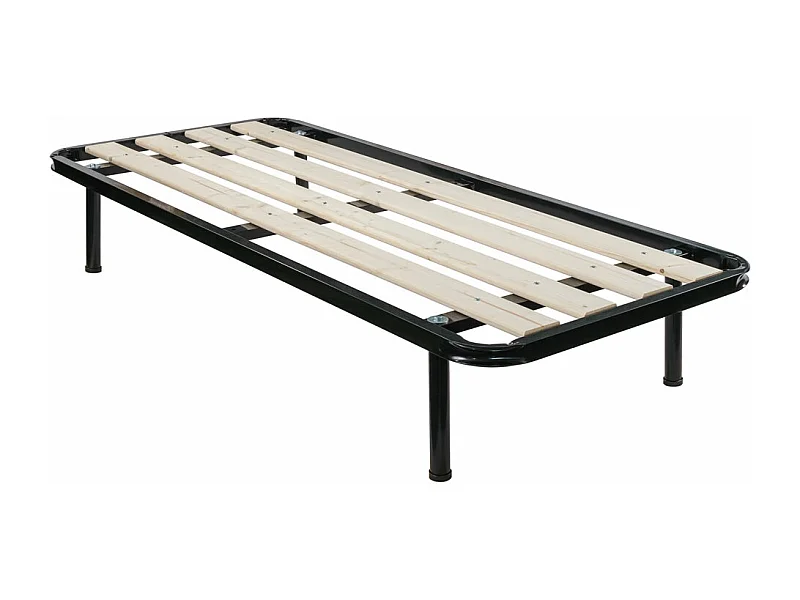 Rete ortopedica singola 80x190 con doghe verticali in legno massello da 9 cm, telaio in metallo e piedi inclusi - Comprarredo