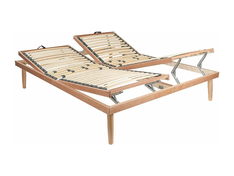 Rete ortopedica reclinabile in legno 160x190, per letto matrimoniale, con alzata manuale testa e piedi - Comprarredo