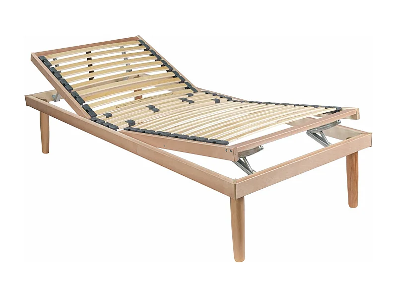 Rete ortopedica reclinabile in legno 80x190, per letto singolo, con alzata manuale testa e piedi - Comprarredo