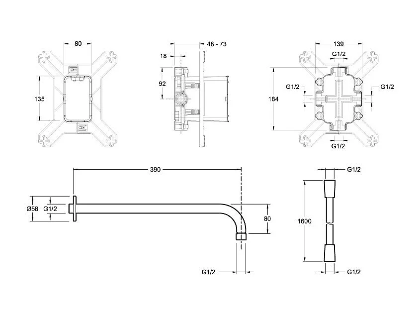 Colonne de douche encastrée thermostatique JACOB DELAFON Modulo + nettoyant