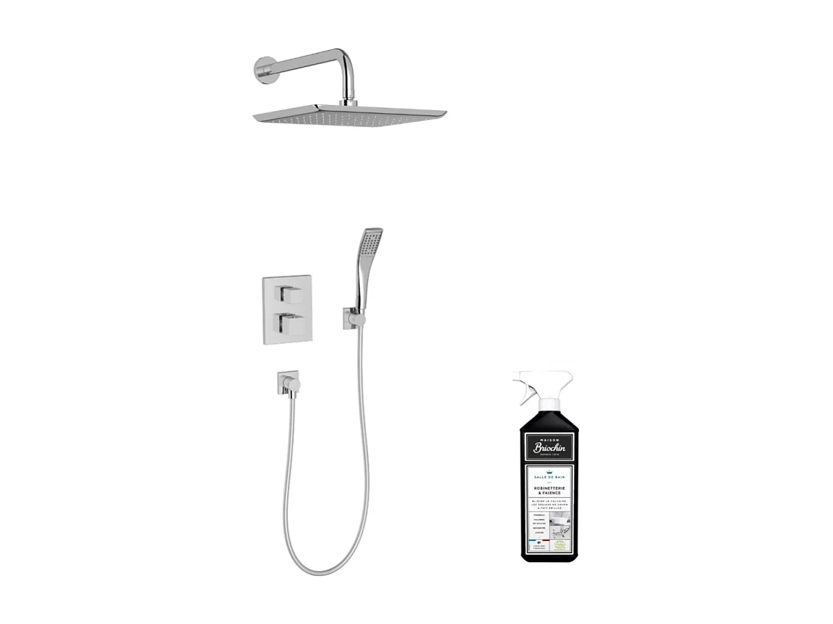 Colonne de douche encastrée thermostatique JACOB DELAFON Modulo tête carrée + nettoyant