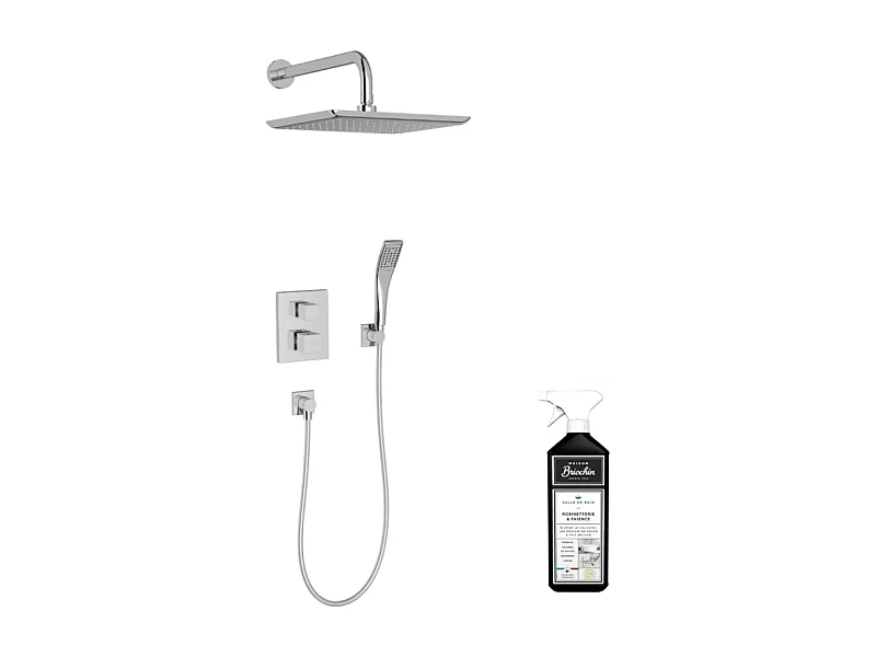 Colonne de douche encastrée thermostatique JACOB DELAFON Modulo tête carrée + nettoyant