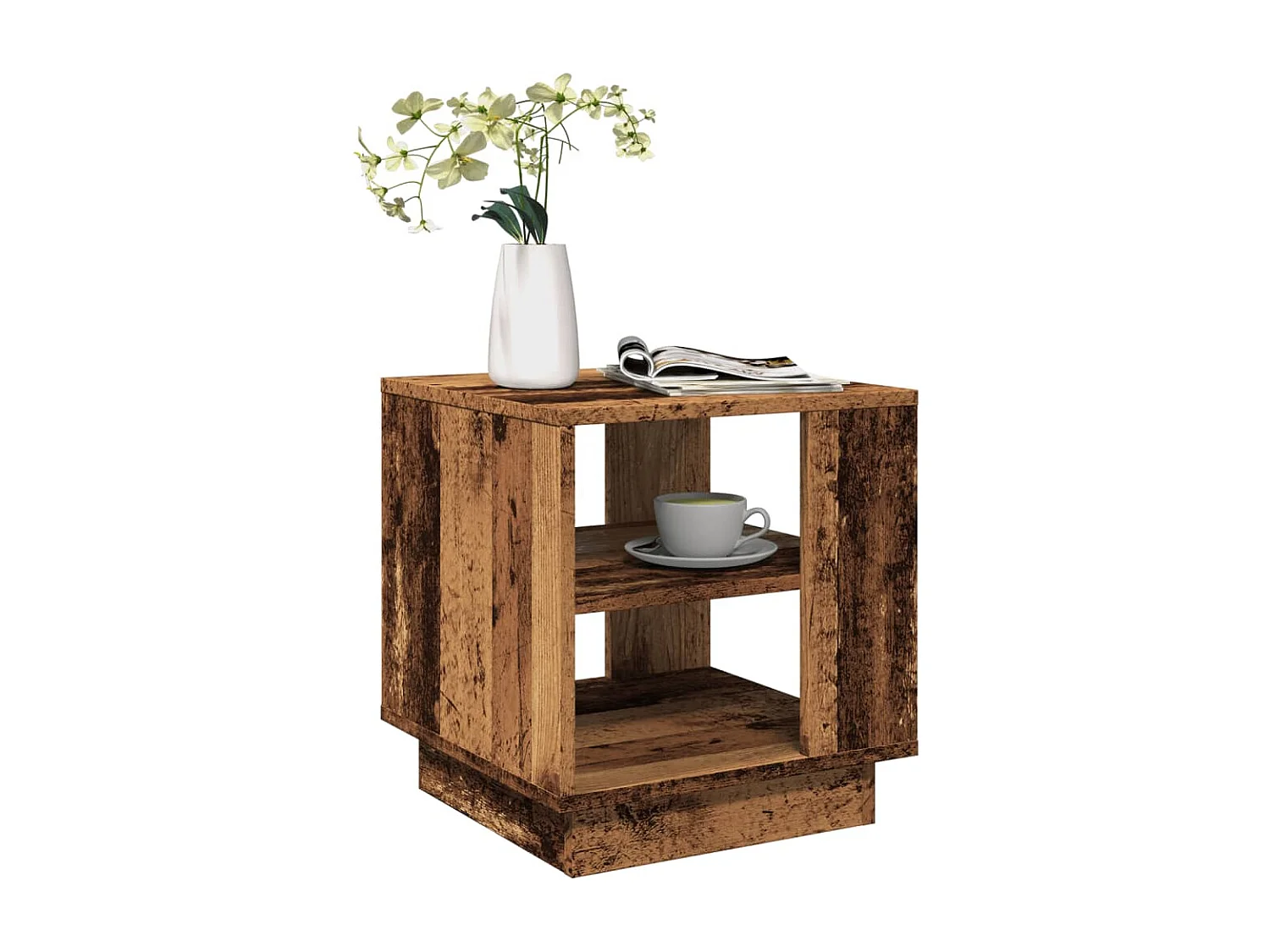 Couchtisch Altholz-Optik 40x40x43 cm Holzwerkstoff