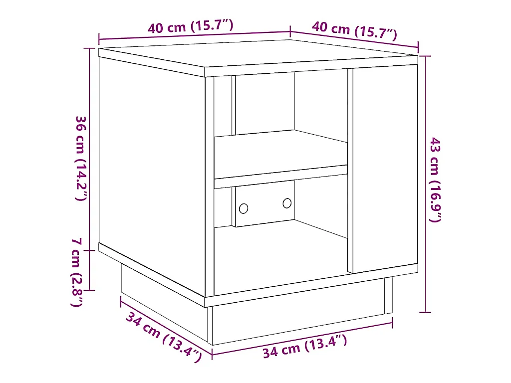 Tavolino da Salotto Legno Antico 40x40x43 cm Legno Multistrato