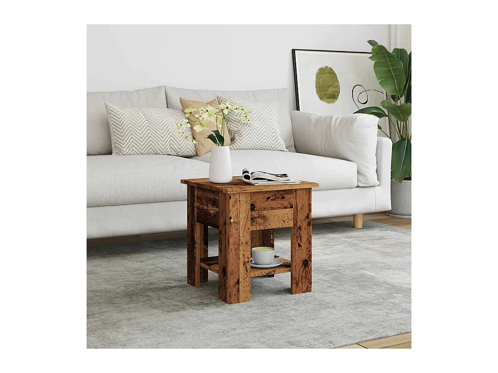 Couchtisch Altholz-Optik 40x40x42 cm Holzwerkstoff