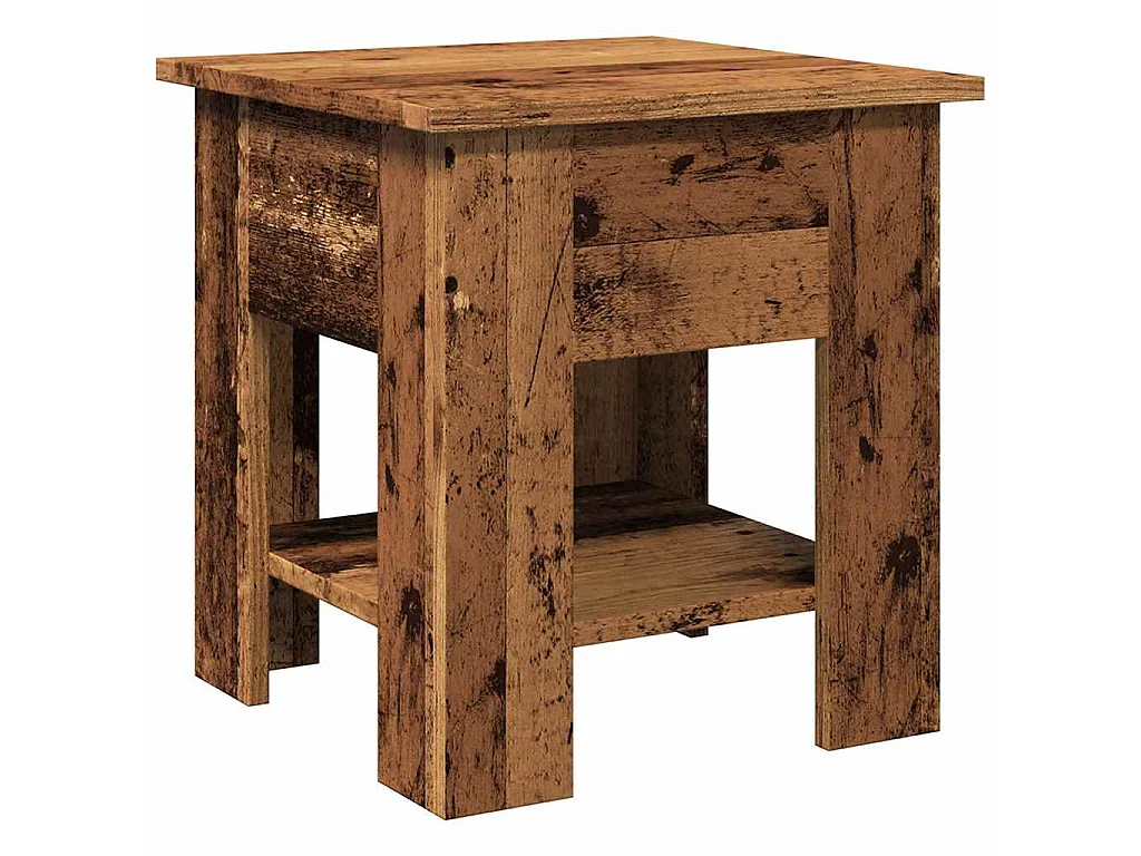 Stolik Kawowy Stare Drewno 40x40x42 cm z Drewna Inżynieryjnego z Dużą Przestrzenią Magazynową