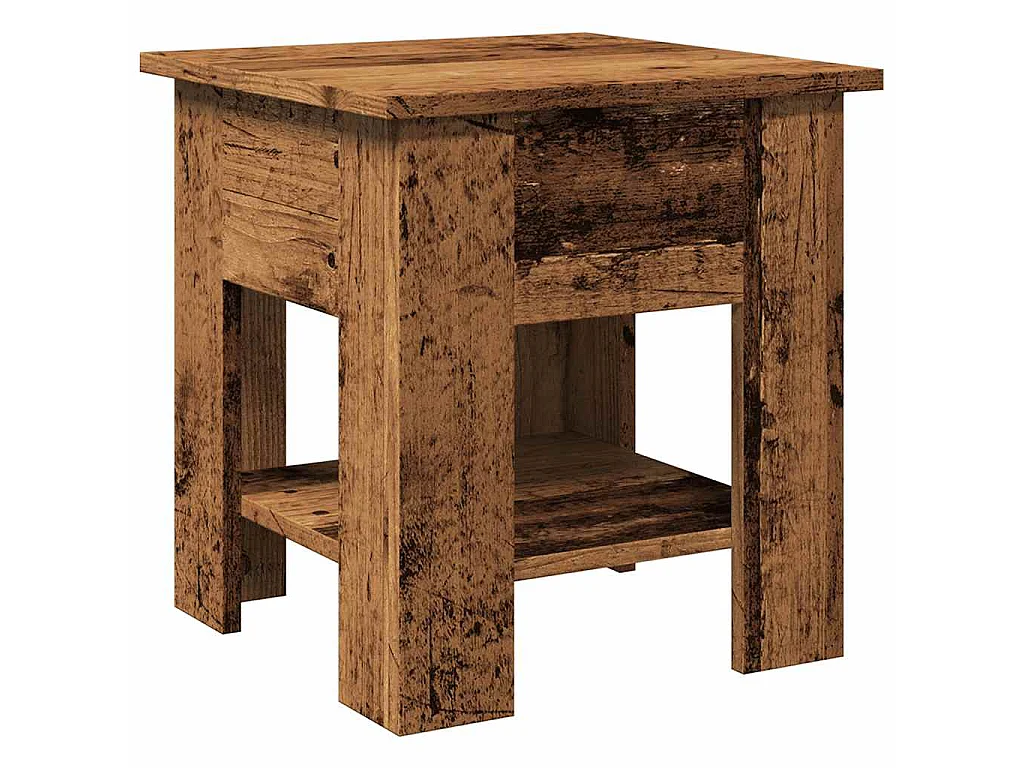 Stolik Kawowy Stare Drewno 40x40x42 cm z Drewna Inżynieryjnego z Dużą Przestrzenią Magazynową