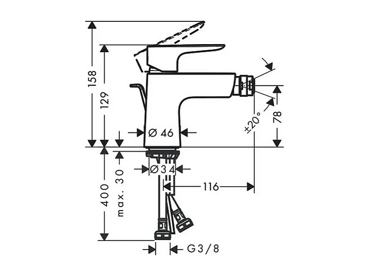 HANSGROHE Talis E Grifo para bidé cromado con desagüe y extracción
