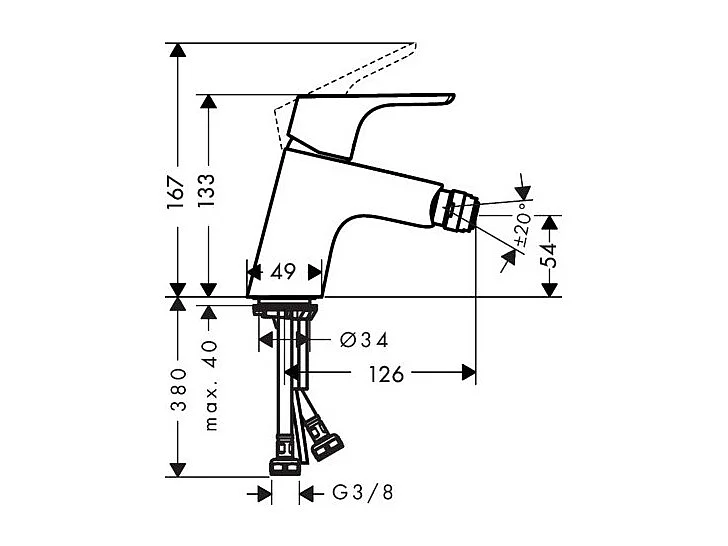 HANSGROHE Mezclador de bidé, desagüe Push-Open cromo