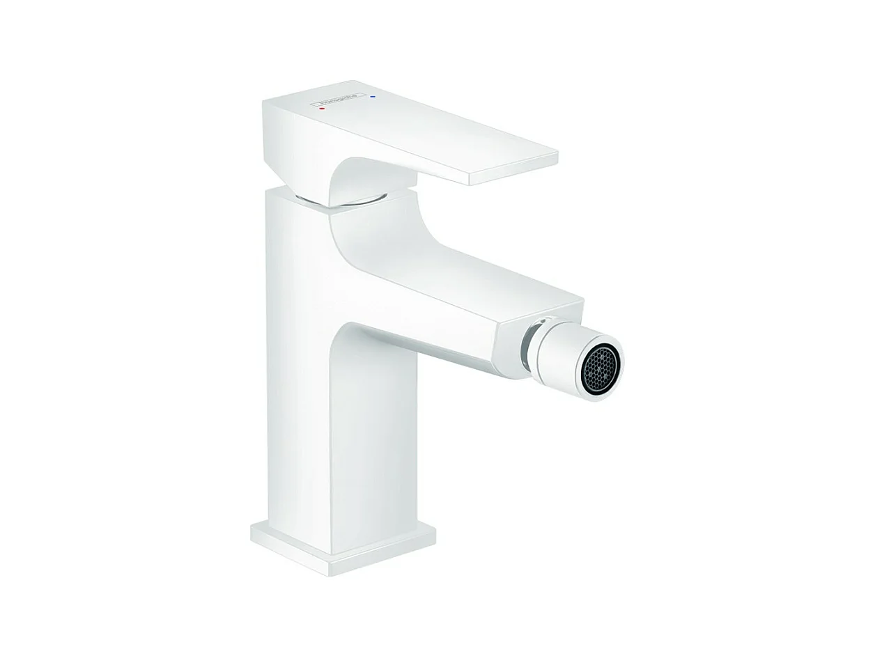 HANSGROHE Mitigeur bidet poignée manette, bonde Push-Open blanc mat