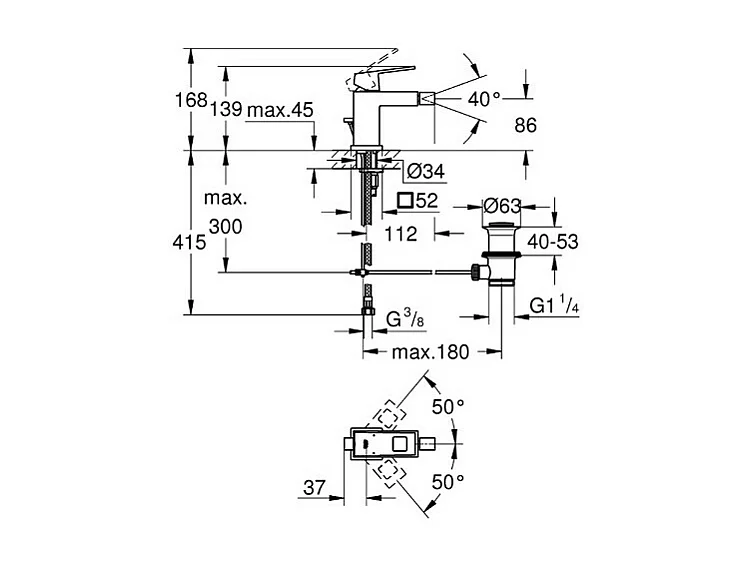 GROHE - Grifo para bidé Grohe Eurocube