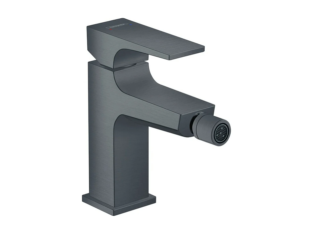 HANSGROHE Mitigeur bidet poignée manette, bonde Push-Open noir chromé brossé