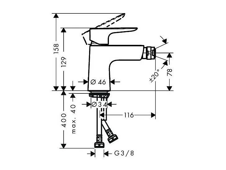 HANSGROHE Mezclador de bidé sin extraíble ni desagüe cromado