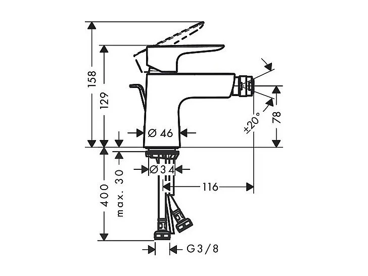 HANSGROHE Mitigeur bidet, avec tirette et vidage aspect doré poli