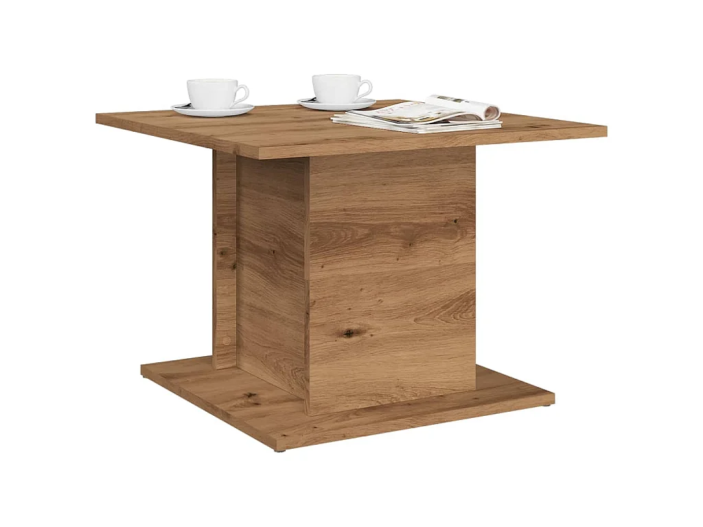 Table basse chêne artisanal 55,5x55,5x40 cm bois d'ingénierie