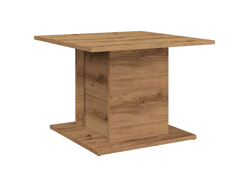 Table basse chêne artisanal 55,5x55,5x40 cm bois d'ingénierie