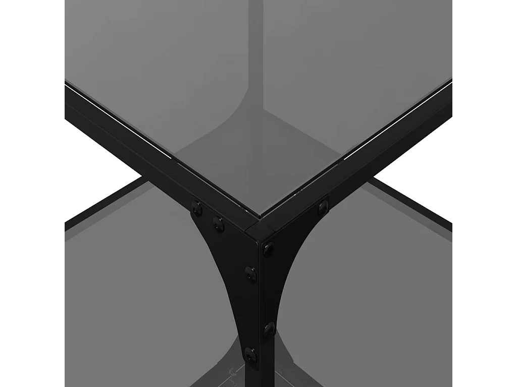 Salontafel met zwart glazen blad 50x50x40 cm staal