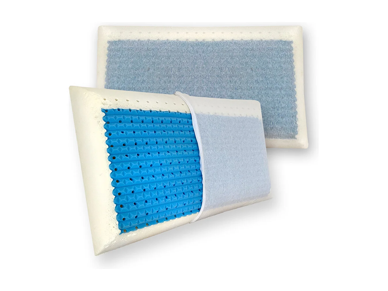 Coppia cuscini memory foam microforato traspirante con inserto gel lato fresco estivo - Comprarredo