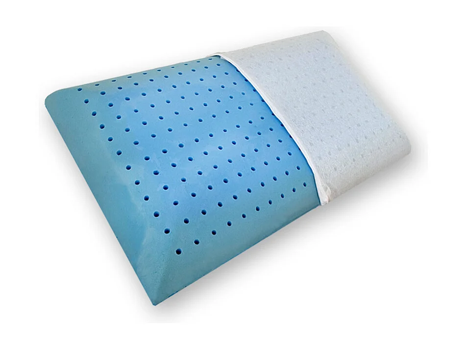 Coppia cuscini memory polar fresco traspirante microforato, blu con maglina - Comprarredo